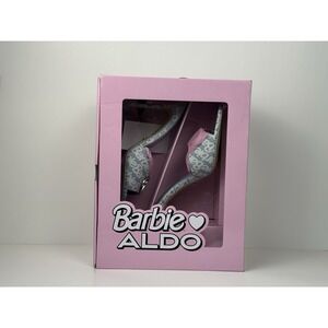 Aldo Barbie Hills-450 Barbie Denim Heels Women's Size 6.5 Denim Blue/White